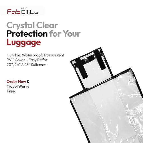 Image of FAB ELLITE Suitcase Cover Medium Size | Pack of 3 Trolly Bag Covers with Zippered Clear PVC Suitcase Covers Protectors for 20, 24 & 28 Inch Luggage | Waterproof, Scratchproof & Dust-Resistant