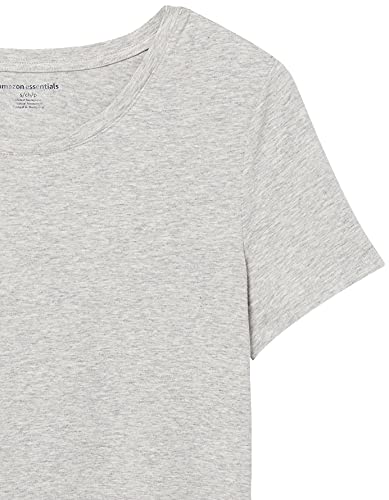 Amazon Essentials Camiseta de Manga Corta con Cuello Redondo y Corte Recto Mujer, Pack de 2, Carbón Mezcla/Gris Claro Mezcla, M