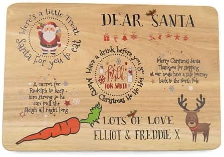 Feature Wall Art Christmas Eve/Solid Wooden Santa treat plate, platter board, place mat (Personalised)