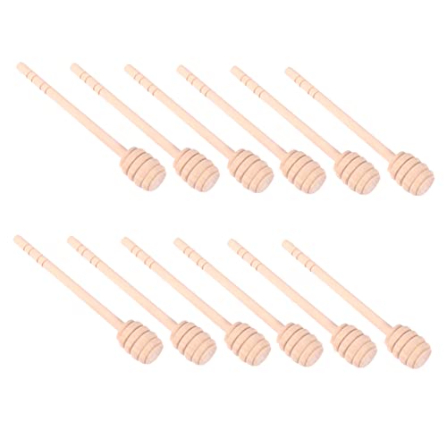 VINTORKY 12pcs Bee Stick Honey Stick Creamed Honey Coffee Stir Sticks Honey Ladle Honey Stirring Spoon Honey Stirrer Honey Tool Honey Spoon Honey Dipper Spoon Drink Wooden Brown re-usable