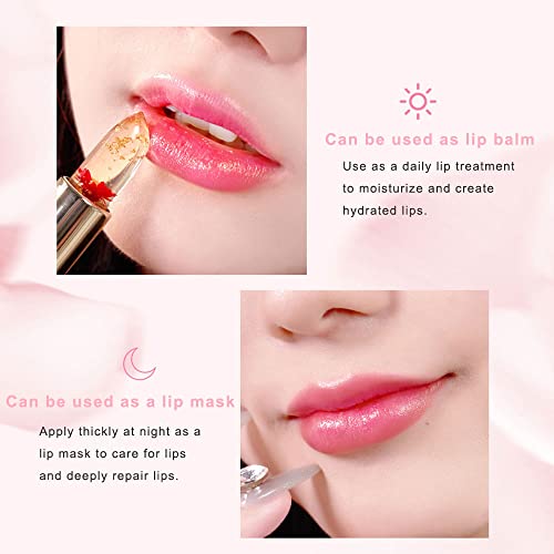 Swetiyou Crystal Flower Ph Lip Balm Color Changing Magic Lipstick Jelly Flower Luxury Lip Balm Mood Lipstick Color Changing Long Lasting Nutritious Lip Gloss Clear Lipstick Pintalabios Magicos #TOP3