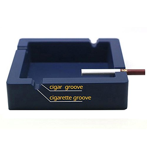 Oilp Large Cigar Ashtrays For Men,Big Ashtrays For Cigarettes Outdoor,Dual-Use Cigarettes Cigar Rest Unbreakable Silicone Ashtray For Outdoor Indoor Home Decor Modern Ashtray (Navy Blue) #TOP3
