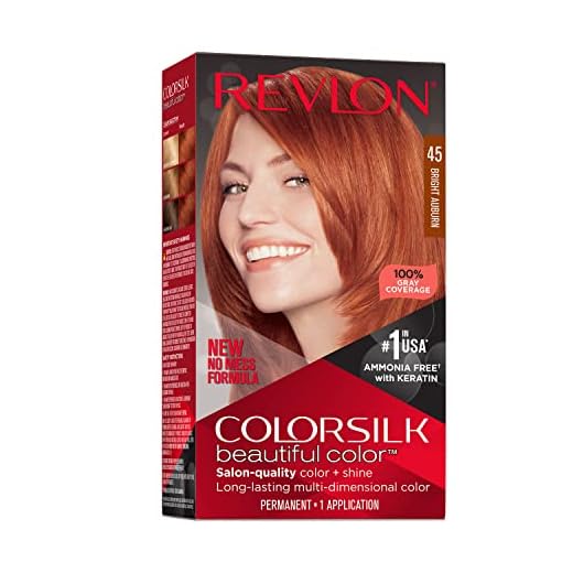 Colorsilk Beautiful Color Permanent Hair Color, Long-Lasting High-Definition Color, Shine & Silky Softness with 100% Gray Coverage, Ammonia Free, 045 Bright Auburn, 1 Pack