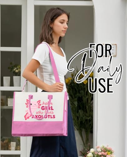 Bolso Tote de Lona para Amantes de Axolotl miniatura 3