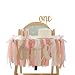 PapaKit Baby Girls 1st Birthday Little Princess High Chair Premium Decoration Set (Crown Hat, Cake Topper, Banner, Garland)