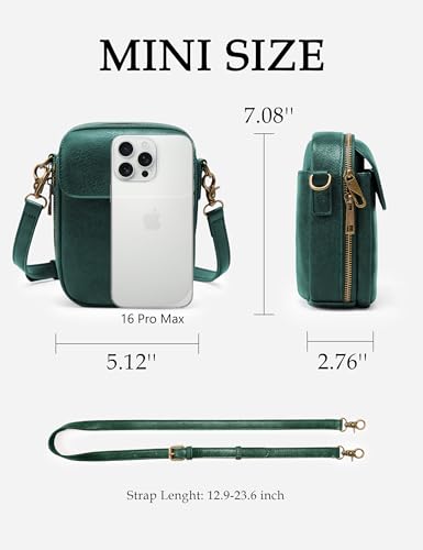 Image of Yarnic Small Crossbody Bag, Vegan Leather Cell Phone Purse for Women, Vintage Wallet Bag with Card Slots