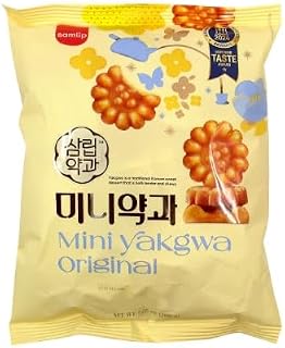 Mini Yakgwa Korean Honey Cookie Snack, Traditional Korean Dessert, Soft & Chewy Sweet Snack, Individually Sized Pieces, Perfect with Tea or Coffee, 7.05 oz (200g)