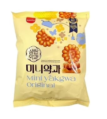 Mini Yakgwa Korean Honey Cookie Snack, Traditional Korean Dessert, Soft & Chewy Sweet Snack, Individually Sized Pieces, Perfect with Tea or Coffee, 7.05 oz 200g