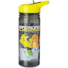Pokemon Plastic Drinking BPA Free Water Bottle with Removable Straw, Pikachu Print, Leakproof Lid, Reusable, Lightweight, Durable Perfect for Kids & Adults-600ml, Multi, One Size
