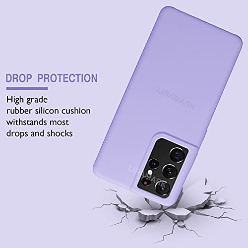 Image of LIRAMARK Liquid Silicone Soft Back Cover Case for Samsung Galaxy S21 Ultra (Lavender)