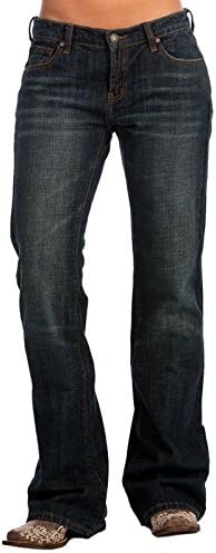 Stetson Apparel Women's Dark Blasted Low Rise 816 Classic Fit Boot Cut Jeans Blue 6 38XL