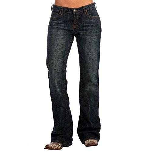 Stetson Apparel Women's Dark Blasted Low Rise 816 Classic Fit Boot Cut Jeans Blue 6 38XL3