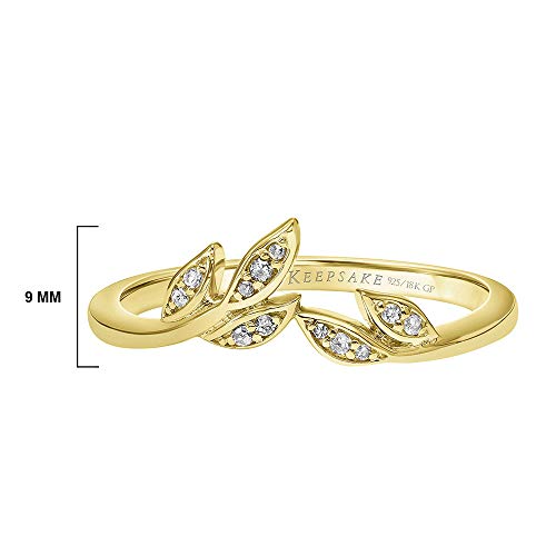 Stackable Diamond Floral Leaf Wedding Rings For Women; Anniversary Or Promise Rings For Her In 18K Yellow Gold Vermeil; Gold-Plated Silver Rings For Women 1/20Ct (I-J Color, I3 Clarity), Size 7, By #TOP4