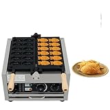 1800W Electric Taiyaki Fish Waffle Maker, 12 Pcs Mini Fish-Shaped Waffle Iron Commercial Fish Waffle Machine, Nonstick Stainless Steel Waffle Iron Baker w/Time and Temperature Control