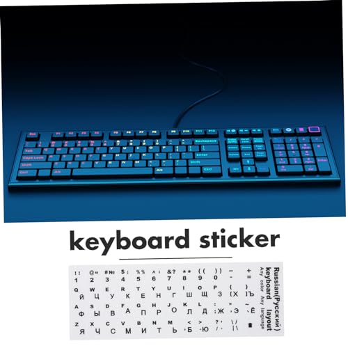 Pegatinas para teclado ruso SECFOU, pack de 10 protectores autoadhesivos de PVC para portátil 4