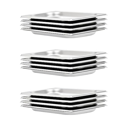 vidaXL 12x Contenitori Gastronorm Impilabili Universali Rettangolari Atossico Teglie Cucina GN 1/4 20 mm in Acciaio Inox Argento
