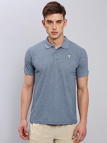Image of TECHNOSPORT Men's Polyester Slim Fit Self-Design Short Sleeve Polo Matpiq T-Shirt with Anti Microbial, Techno Dry for Regular and Casual Use