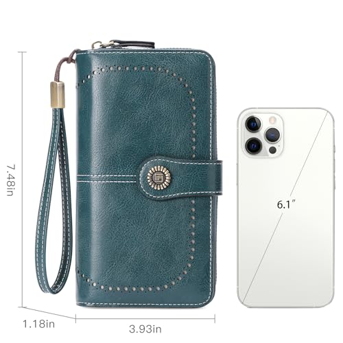Image of RNIEGA Womens Wallet Leather Billfold RFID Blocking Credit Card Holder Wristlet Wallets for Women Ladies Purses with Zipper Coin Pocket
