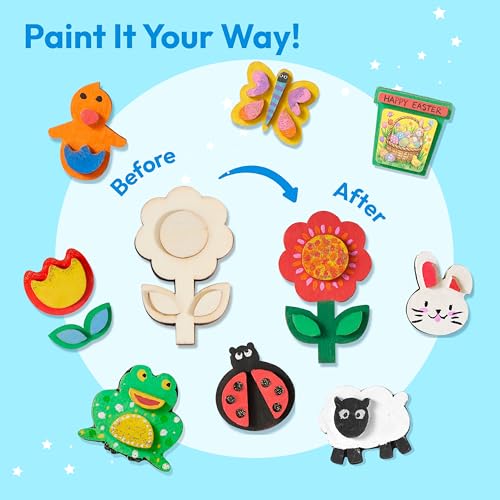 JOYIN 12PCS Wooden Painting Kit,Arts and Crafts for Kids Age 3+ Years Old, Fridge Magnets Craft Kits for Boys Girls,Creative Gifts for Birthday,Easter Crafts,Wooden Crafts for Children(Nature) - Image 4