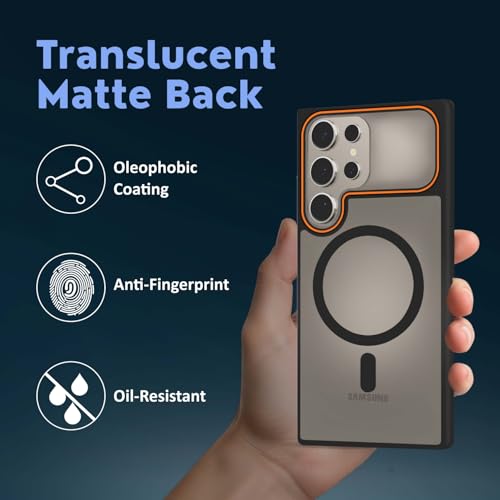 Image of AIBEX Protective Magnetic Case for Samsung Galaxy S23 Ultra 5G | Slim Protective Back Cover with Camera Lens Protection, Strong Magnetic Support & Anti-Slip Grip|Military Grade Drop Protection- Black