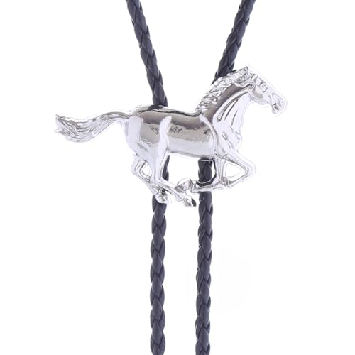 Image of Western Cowboy Bolo tie for Men Women Gold Silver Death Skull Moth Cross Bolo Tie Christmas Deer Rooster Wolf Necktie Gift