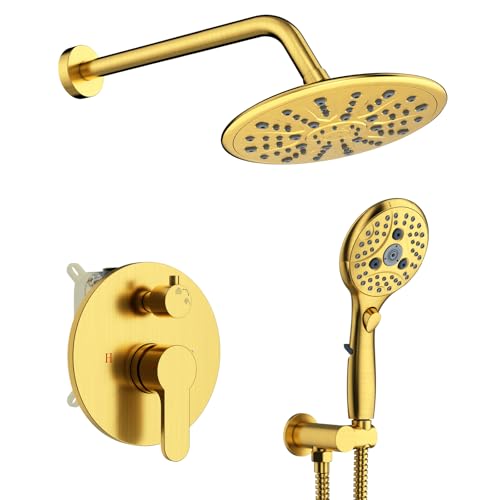 Suncleanse Gold Shower Faucet Sets - 8.5" Rain Shower Head