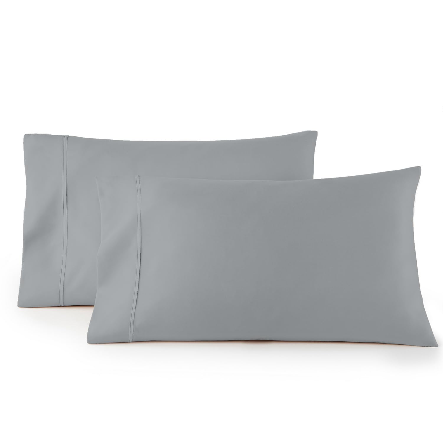 Linen Closet Luxury Cotton 600 Thread Count Performance Cotton King Pillowcases, Set of 2, Light Gray