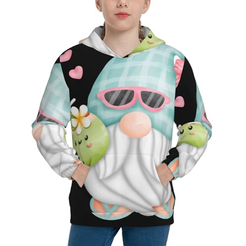 Summer Gnome Kids Pullover Hoodies Boys Sweatshirts Girls Athletic Clothes with Pocket