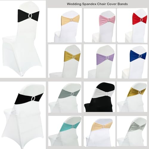 Image of Spandex Chair Sashes Bands, Pink, 100PCS | Stretch Chair Ties Bows, With Buckle Slider, For Wedding Party Banquet Decoration