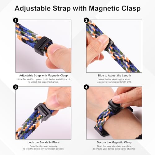 Adjustable Braided Wristband Compatible with Plaud NotePin AI Voice Recorder,Breathable Soft Wearable Strap with Magnetic Buckle and PC Case,Lightweight Band,Note Ai Voice Recorder Accessories,Black