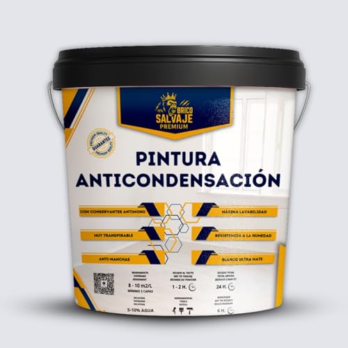 BRICOSALVAJE Pintura Anticondensación – Aislante Térmico, Conservantes Antimoho, Ultra Mate, para Paredes y Techos, Prevención Humedad, Fácil Aplicación, Premium (SANSET, 14 Litros)