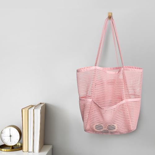 Image of Pleneal Crochet Tote Bag, Mesh Beach Bag, Knitted Shoulder Beach Bags for Women Vacation Aesthetic Hobo Tote Bags