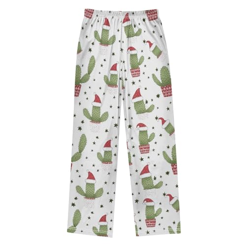 Christmas Cactus Boys Pants Boys Athletic Pants Long Pant for Boywith Pockets Wide-Leg Size 6-14Y2