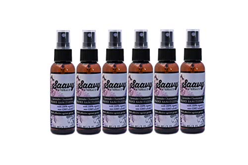 Saavy Naturals Lavender Chamomile Essential Oil Hand Sanitizer Spray | Hand Sanitizer Travel Size | Organic Essential Oil Scented Hand Sanitizer | 2 Ounce Portable Sanitizer | 6 Pack
