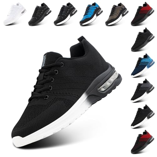 Hitmars Laufschuhe Herren Turnschuhe Damen Sportschuhe Sneaker Tennisschuhe Fitnessschuhe Joggingschuhe Running-Schuhe Leichte Weiß Schwarz EU 43