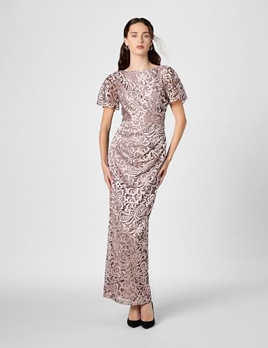 Image of JS Collections Women's Embroidered Mesh Flutter Gown