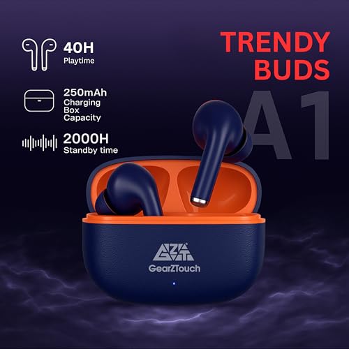 Image of Trendy Buds PRO Wireless Buds with Fast Charging & Premium Glossy & MATT Finish Upto 42H Playtime| Dual 10mm Driver | IPX4 Water-Resistance| BT5.3 | Quad Mic with ENC | Touch Control- Blue