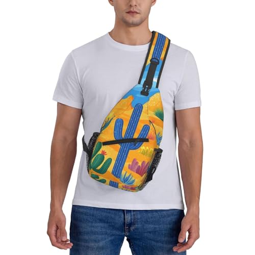 Mochila tipo bandolera con patrón cactus para mujer y hombre miniatura 7