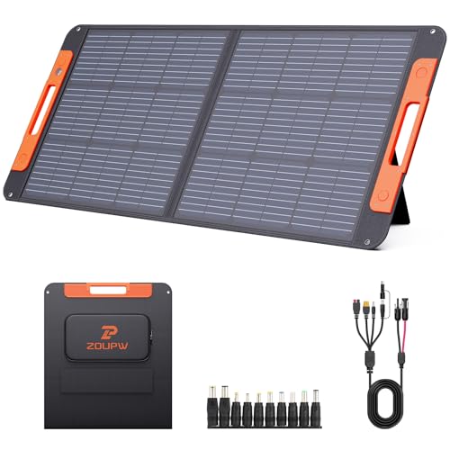 100 Watt Portable Solar Panel for Power Station,Camping Essentials, 20V Foldable Solar Panel with Solar Angle Guide, 23.5% High Efficiency IP67 Waterproof 2 Kickstands for Camping RV Blackout