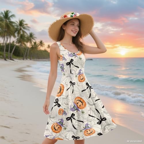 Image of Renewold Women's Sleeveless Tank Dress with Pockets, Casual Scoop Neck A-Line Sundress for Summer, Travel and Vacation