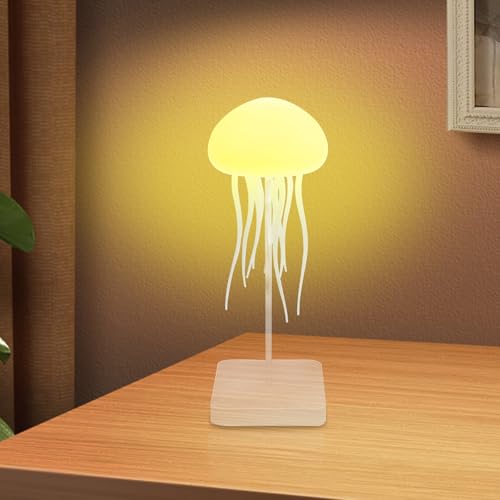 LED Jellyfish Lamp, RGB Gradient Jellyfish Bedside Lamp, LED Cute Jelly Fish Night Light, Voice Control Gradient Jellyfishes Table Lamp, 2 Modes Jellyfishes Light for Bedside Table