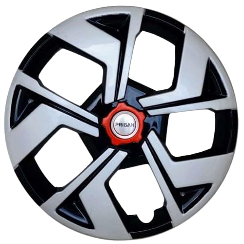 PRIGAN Universal Silver Black Wheel Cover/Cap - 14 Inch (Set of 4 Pcs) - Press Fitting - Hawk REV 14