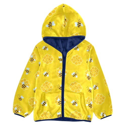 CHIFIGNO Yellow Honeycomb Toddler Thick Warm Fleece Jacket with Polar Fleece Lining 3T