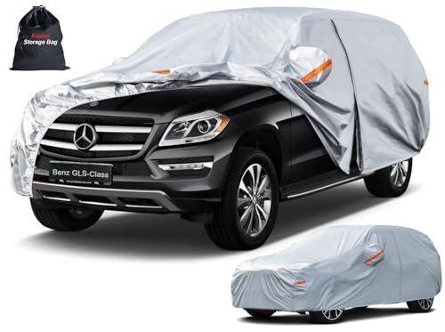 Image of Kayme 6 Layers SUV Car Cover Custom Fit for Mercedes-Benz GLS-Class (2019-2026), Waterproof All Weather for Automobiles,Rain Sun UV Protection.Silver