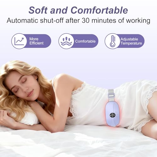 Image of Portable Heating Pad, 5s Fast Heating, 3 Heat Levels and 3 Massage Modes, Heating Pad for Period Cramps for Women and Girls(Light Purple)