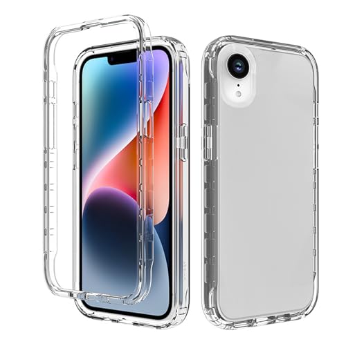 PANXIYUE Cover per iPhone XR, Custodia 2 in 1 TPU morbido Anteriore e PC Rigido, 360 Gradi Full Body Antiurto Protezione,Trasparente