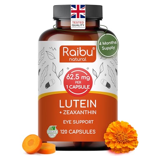 Lutein and Zeaxanthin Supplement - 4 Month Supply - 50mg Lutein with 12.5mg Zeaxanthin Eye Vitamins A & B2 - Vegan Eye Support Formula - 120 Capsules 1 Capsule Daily