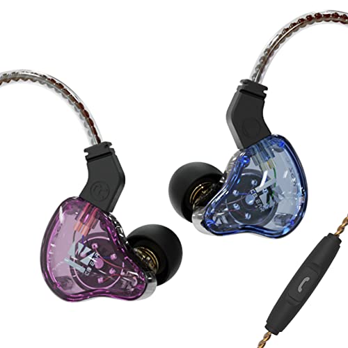 KBEAR KS2 Écouteurs filaires avec Microphone de qualité supérieure, 1BA1DD Intra-Auriculaires H Supra-Auriculaires de qualité supérieure pour la Course à Pied et la Marche (avec Micro, Bleu)