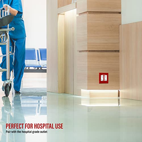 Image of ENERLITES 2-Gang Red Mid-Size Decorator Switch Outlet Wall Plate Cover | Emergency Label, 1 Pack, Size 4.88 inchx4.92 inch, Fits switch /outlet /receptacle, Gloss, Durable Polycarbonate, UL Listed