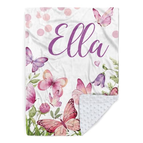 Image of Personalized Baby Blanket for Girls, Custom Nursery Blanket with Name, 30 x 40 Inch Soft Minky Blanket for Baby Toddlers, Newborn Print 09